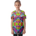 Farbenpracht Kaleidoscope Pattern Fold Over Open Sleeve Top