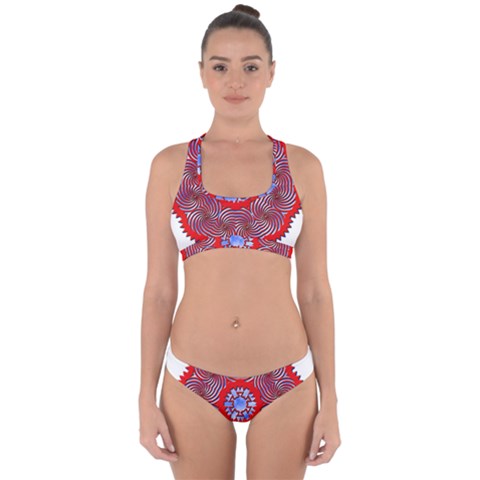 Tile Pattern Background Image Cross Back Hipster Bikini Set from ArtsNow.com