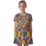 Farbenpracht Kaleidoscope Pattern Kids  Short Sleeve Pinafore Style Dress