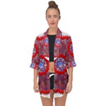 Tile Pattern Background Image Open Front Chiffon Kimono
