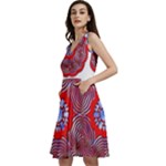 Tile Pattern Background Image Sleeveless V-Neck Skater Dress with Pockets