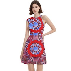 Cocktail Party Halter Sleeveless Dress With Pockets 