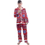 Tile Pattern Background Image Men s Long Sleeve Satin Pajamas Set