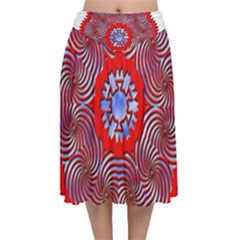Velvet Flared Midi Skirt 