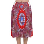 Tile Pattern Background Image Velvet Flared Midi Skirt
