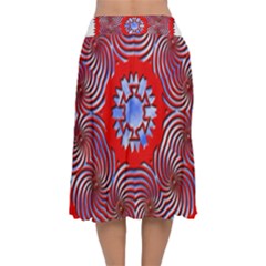 Velvet Flared Midi Skirt 