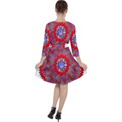 Quarter Sleeve Ruffle Waist Dress 