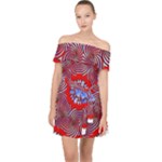 Tile Pattern Background Image Off Shoulder Chiffon Dress