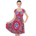 Tile Pattern Background Image Cap Sleeve Midi Dress