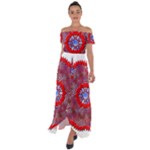 Tile Pattern Background Image Off Shoulder Open Front Chiffon Dress
