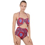 Tile Pattern Background Image Scallop Top Cut Out Swimsuit