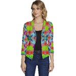 Farbenpracht Kaleidoscope Pattern Women s Casual 3/4 Sleeve Spring Jacket