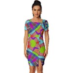 Farbenpracht Kaleidoscope Pattern Fitted Knot Split End Bodycon Dress
