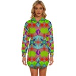 Farbenpracht Kaleidoscope Pattern Womens Long Sleeve Shirt Dress