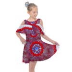 Tile Pattern Background Image Kids  Shoulder Cutout Chiffon Dress