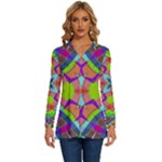 Farbenpracht Kaleidoscope Pattern Long Sleeve Drawstring Hooded Top