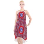 Tile Pattern Background Image High-Low Halter Chiffon Dress 