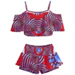 Tile Pattern Background Image Kids  Off Shoulder Skirt Bikini