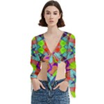 Farbenpracht Kaleidoscope Pattern Trumpet Sleeve Cropped Top