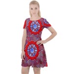 Tile Pattern Background Image Cap Sleeve Velour Dress 
