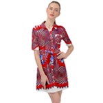 Tile Pattern Background Image Belted Shirt Dress