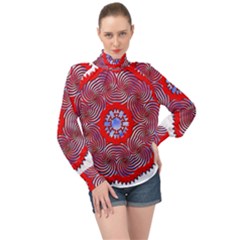 High Neck Long Sleeve Chiffon Top 
