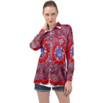 Tile Pattern Background Image Long Sleeve Satin Shirt