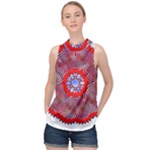 Tile Pattern Background Image High Neck Satin Top
