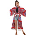 Tile Pattern Background Image Maxi Kimono