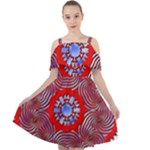 Tile Pattern Background Image Cut Out Shoulders Chiffon Dress