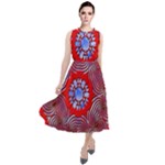 Tile Pattern Background Image Round Neck Boho Dress