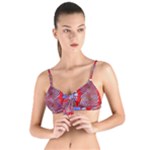 Tile Pattern Background Image Tie Up Cut Bikini Top