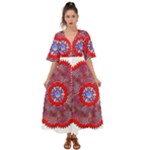 Tile Pattern Background Image Kimono Sleeve Boho Dress