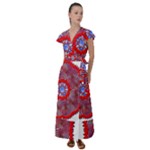 Tile Pattern Background Image Flutter Sleeve Maxi Dress