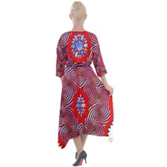 Quarter Sleeve Wrap Front Maxi Dress 