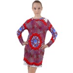 Tile Pattern Background Image Long Sleeve Hoodie Dress