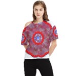 Tile Pattern Background Image One Shoulder Cut Out T-Shirt