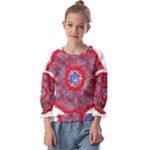 Tile Pattern Background Image Kids  Cuff Sleeve Top