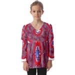 Tile Pattern Background Image Kids  V Neck Casual Top