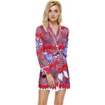 Tile Pattern Background Image Long Sleeve Satin Robe