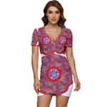 Tile Pattern Background Image Low Cut Cap Sleeve Mini Dress