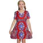 Tile Pattern Background Image Kids  Short Sleeve Tiered Mini Dress