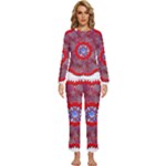 Tile Pattern Background Image Womens  Long Sleeve Lightweight Pajamas Set