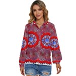Tile Pattern Background Image Women s Long Sleeve Button Up Shirt
