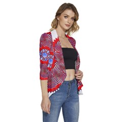 Women s 3/4 Sleeve Ruffle Edge Open Front Jacket 