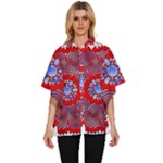 Tile Pattern Background Image Women s Batwing Button Up Shirt