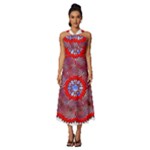 Tile Pattern Background Image Sleeveless Cross Front Cocktail Midi Chiffon Dress