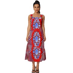 Square Neckline Tiered Midi Dress 
