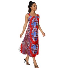 Square Neckline Tiered Midi Dress 