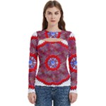 Tile Pattern Background Image Women s Cut Out Long Sleeve T-Shirt